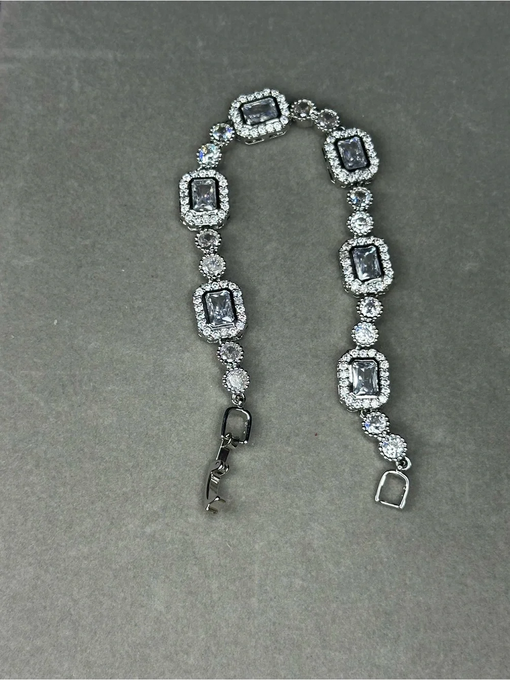 Silver-Tone Clear Crystal Link Bracelet - Women's Jewelry
